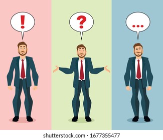 Vector illustration of a businessman in different situations