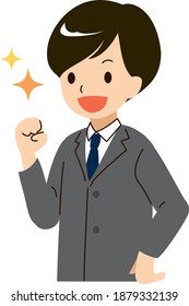 Vector illustration of a businessman doing a positive guts pose