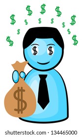 vector illustration of a businessman in dollar rush
