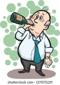 Vector illustration Businessman drinking