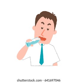 vector illustration of a businessman drinking water