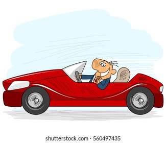 Vector illustration of a businessman driving car