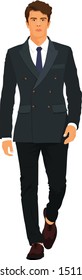 Vector illustration of Businessman. Elegant young man in business suit