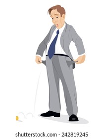 Vector illustration of a businessman with empty pockets