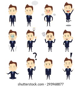 A vector illustration of businessman expression icon sets