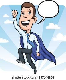 Vector illustration of businessman flying like super hero. Easy-edit layered vector EPS10 file scalable to any size without quality loss. High resolution raster JPG file is included.