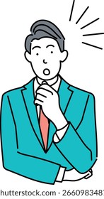 Vector illustration of a businessman getting an idea or realization, surprised expression with exclamation lines, isolated on transparent background