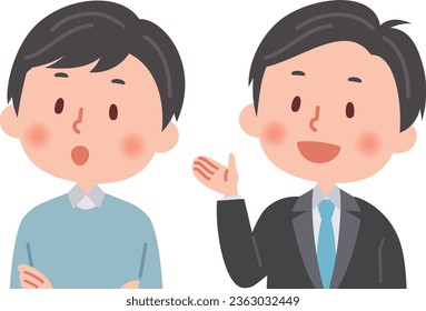 Vector illustration of a businessman giving an explanation and a man listening to the explanation.