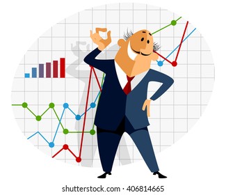 Vector illustration of a businessman with graph