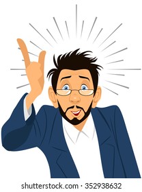 Vector illustration of a businessman had an idea