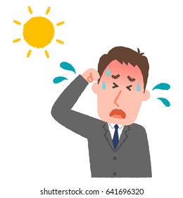 vector illustration of a businessman with heatstroke