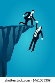vector illustration of businessman help each other. describe teamwork. business concept illustration