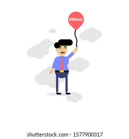 
Vector illustration a businessman and him dream.