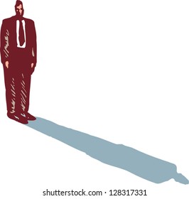 Vector illustration of a businessman and his shadow