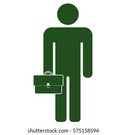 Vector Illustration of Businessman Holding Briefcase icon in green