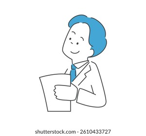 Vector illustration of a businessman holding documents