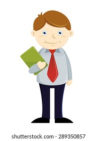 Vector illustration of a businessman holding paperwork