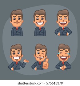 Vector Illustration, Businessman Holding Smiling, Laughing, Showing Thumbs Up, Indicating, Format EPS 10