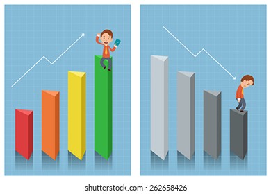 A vector illustration of businessman looking at chart