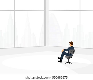 Vector illustration of a businessman looking at window