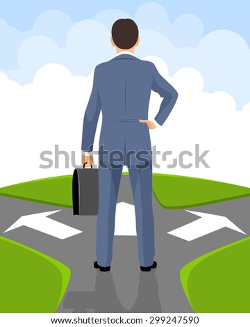 Vector illustration of a businessman makes a decision