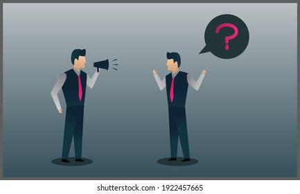 vector illustration of businessman misunderstanding, symbol of discussion and argument. Eps 10
