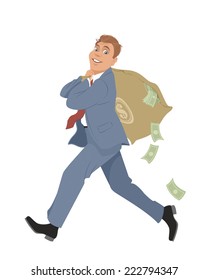 Vector illustration  of a businessman with money bag