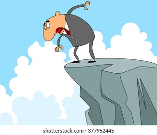 Vector illustration of a businessman on edge of abyss