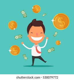 Vector illustration of businessman on the winning 
