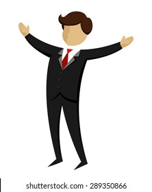 Vector illustration of a businessman open his arms wide