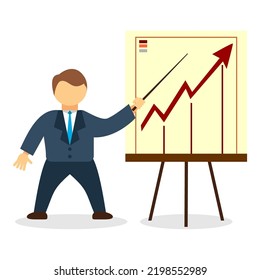 vector illustration of a businessman pointing upwards graph. perfect for background, banner and anything related to marketing or capital market