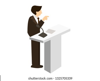 Vector illustration of a businessman or politician speaking.