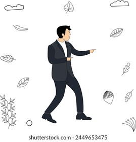 vector illustration of a businessman presenting gesture