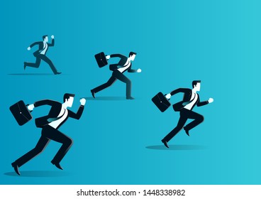 vector illustration of businessman racing with others. describe compete, move and faster. business concept illustration