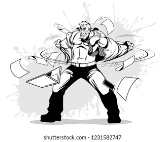Vector illustration of a businessman in a rage