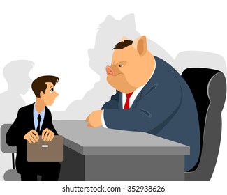 Vector illustration of a businessman at reception official