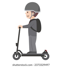 Ilustración vectorial de un empresario que monta una motocicleta eléctrica