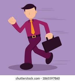 Vector illustration of a businessman running with a briefcase. Great for describing office activities. Part 4.