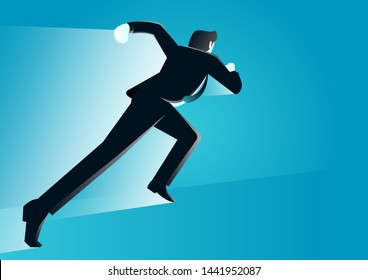 vector illustration of a businessman running fast. business concept illustration
