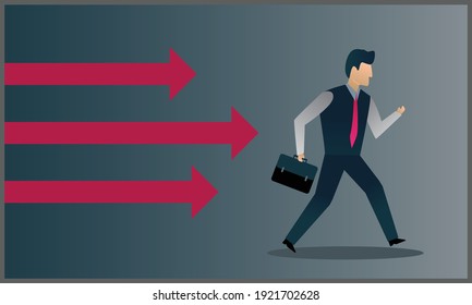 vector illustration of businessman running, symbol of leadership, success, and growth. Eps 10