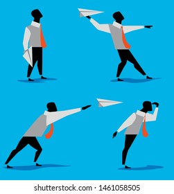 Vector Illustration of businessman sending email