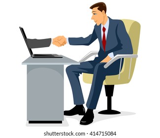 Vector illustration of a businessman shaking hand