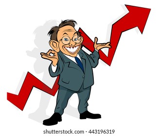 Vector illustration of a businessman showing graph