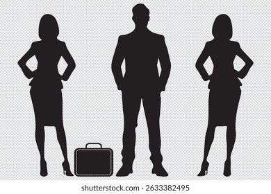 Vector Illustration Businessman Silhouette, A vector illustration of a silhouette businessman and businesswoman in a modern and sleek style. Perfect for business and corporate-themed designs EPS 10