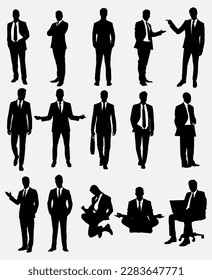 Vector Illustration Businessman Silhouette, A vector illustration of a silhouette businessman in a modern and sleek style. Perfect for business and corporate-themed designs
