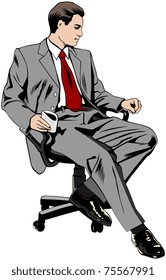 Vector illustration of a businessman sitting on an office chair