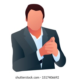 Vector illustration of a businessman in a sitting position isolated on white background. Man in a suit