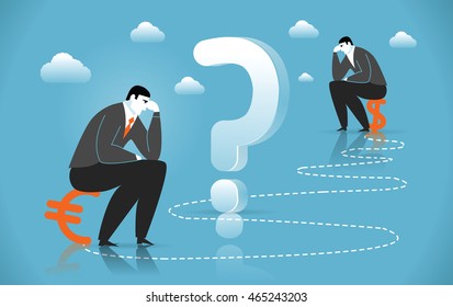 vector illustration: businessman solves the problem, business illustration, vector character