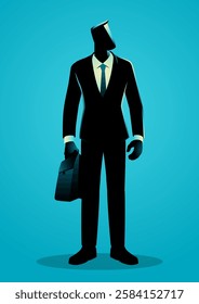Vector illustration of a businessman standing confidently while holding a suitcase