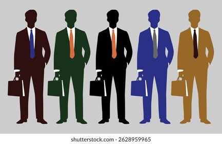vector illustration of a businessman standing confidently in a professional posture, ideal for corporate and business-themed designs